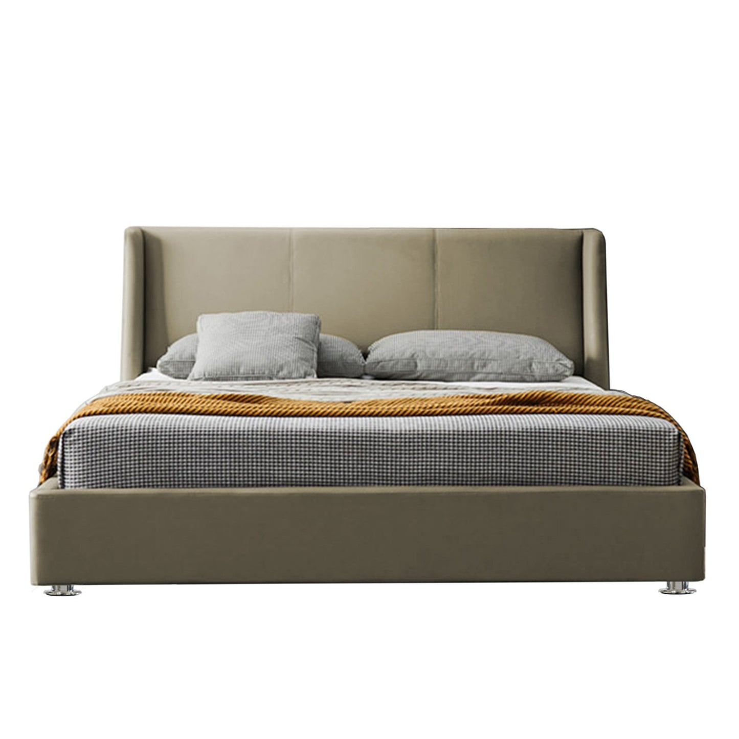 Base Cama Con Espaldar King Mousai Taupe
