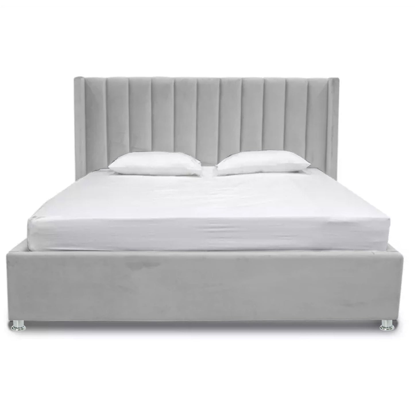 Base Cama Con Espaldar Semidoble Julieta Gris Perla