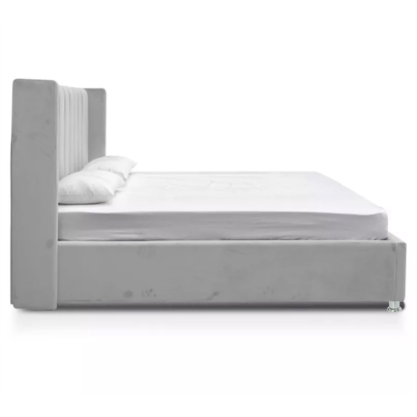 Base Cama Con Espaldar Semidoble Julieta Gris Perla