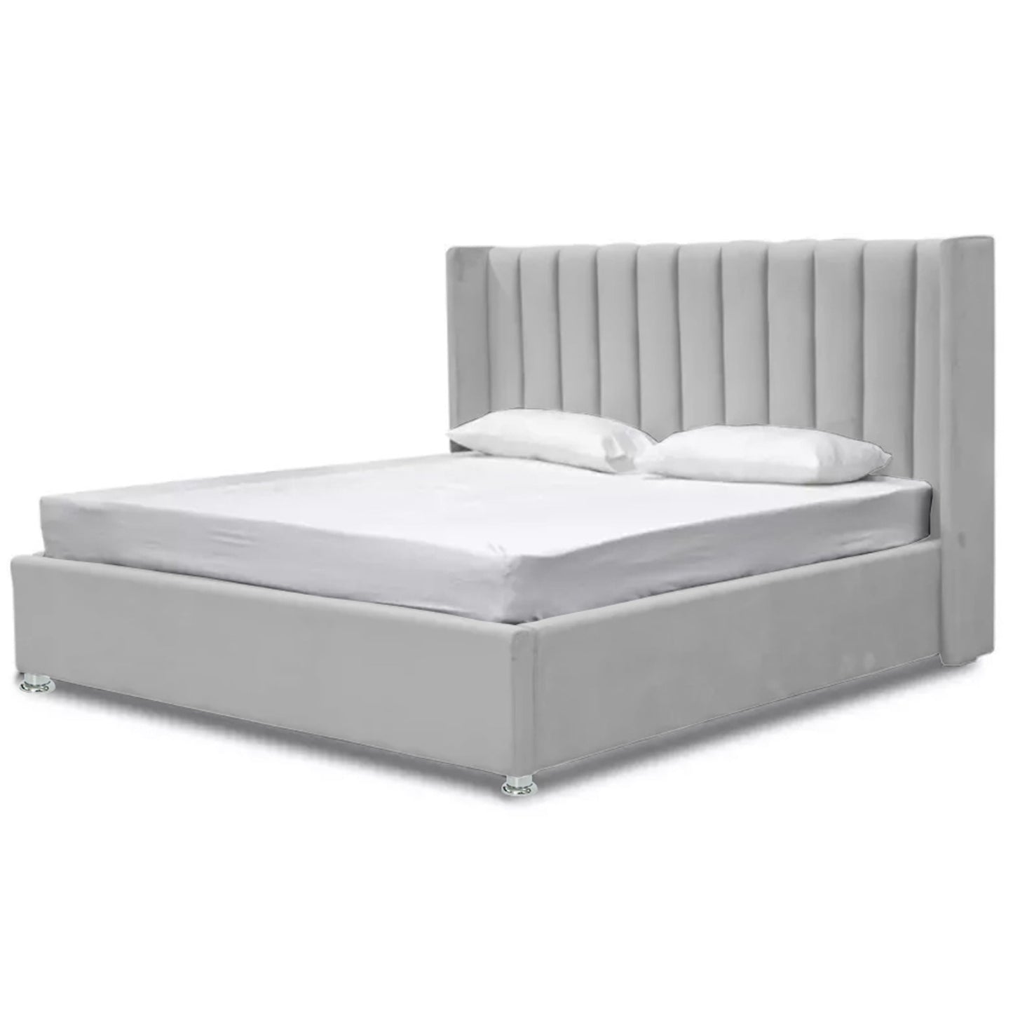 Base Cama Con Espaldar Semidoble Julieta Gris Perla