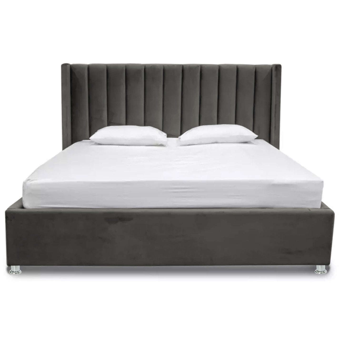 Base Cama Con Espaldar Sencillo Julieta Gris Plomo