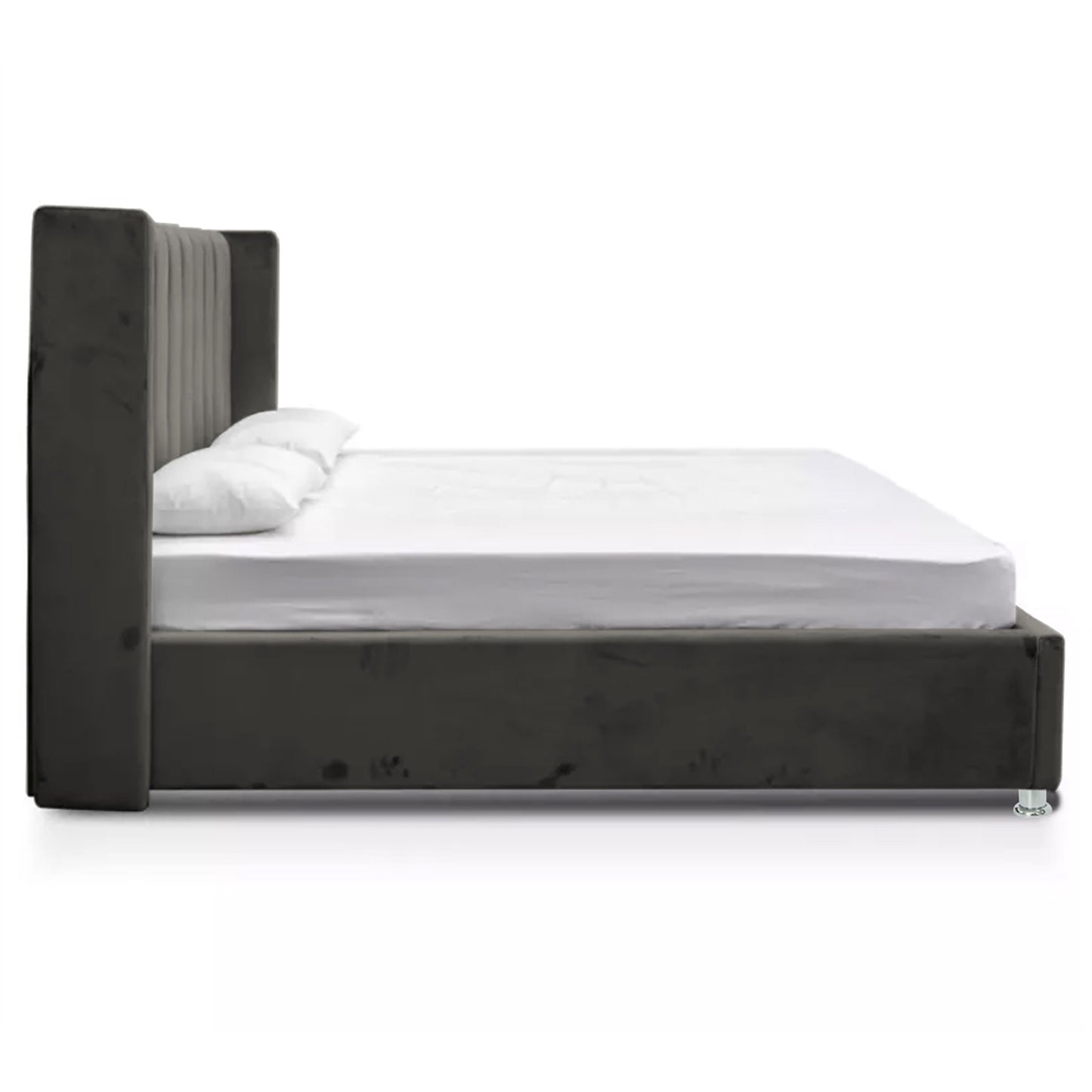 Base Cama Con Espaldar Sencillo Julieta Gris Plomo