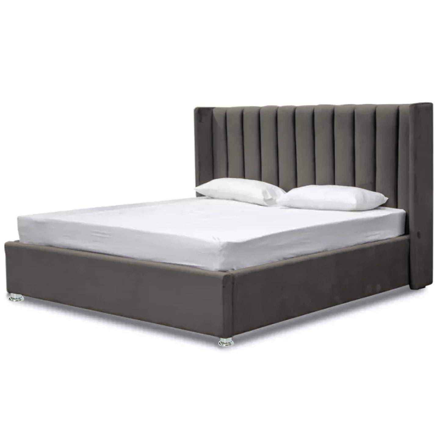 Base Cama Con Espaldar Sencillo Julieta Gris Plomo