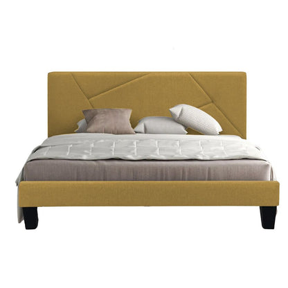 Base Cama Con Espaldar King Hampton Mostaza