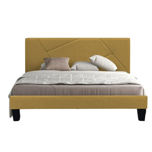 Base Cama Con Espaldar King Hampton Mostaza
