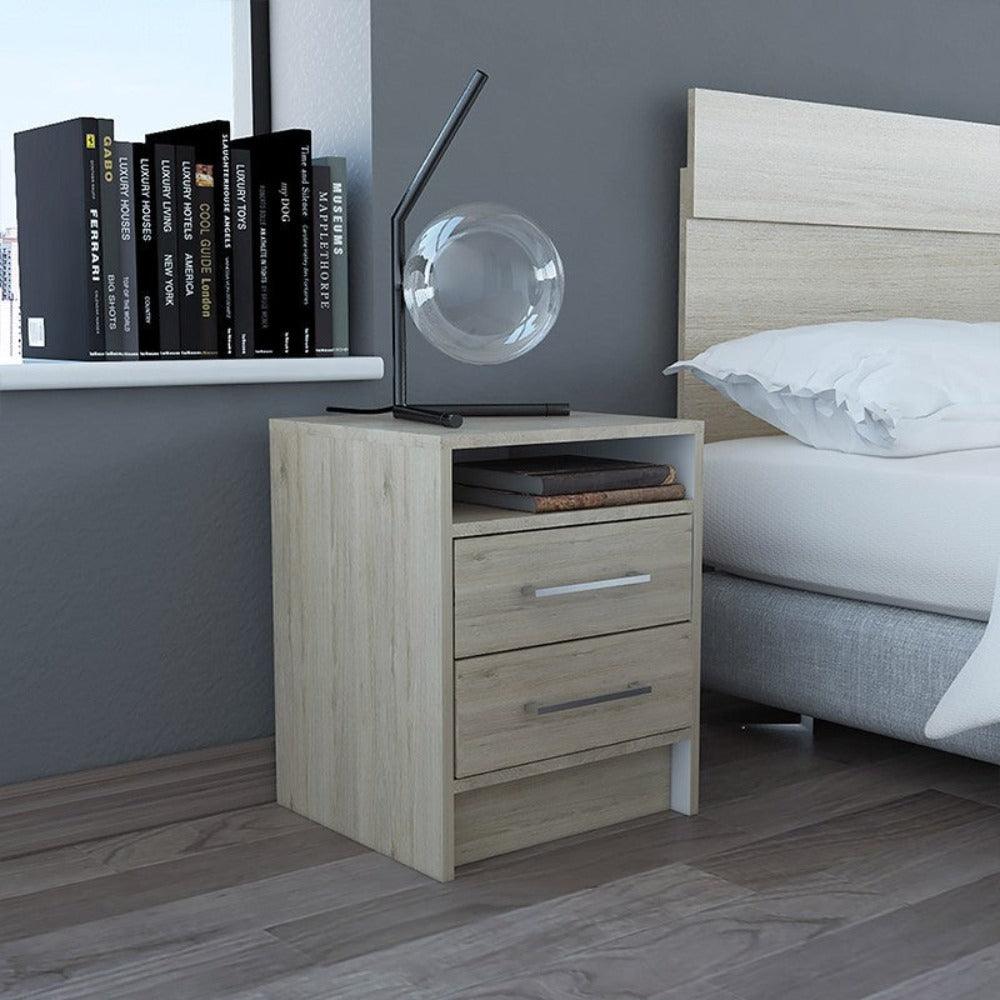 Mesa De Noche Alverna Rovere Y Blanco