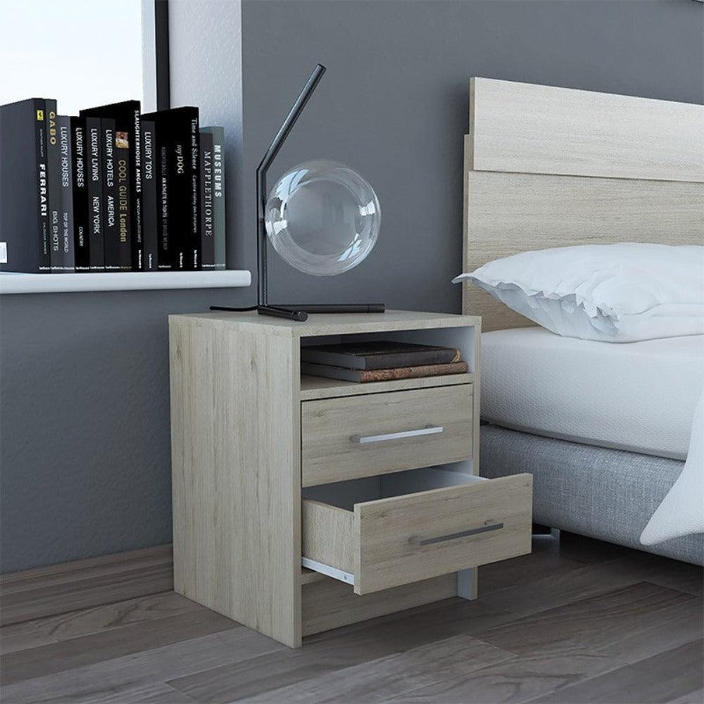 Mesa De Noche Alverna Rovere Y Blanco