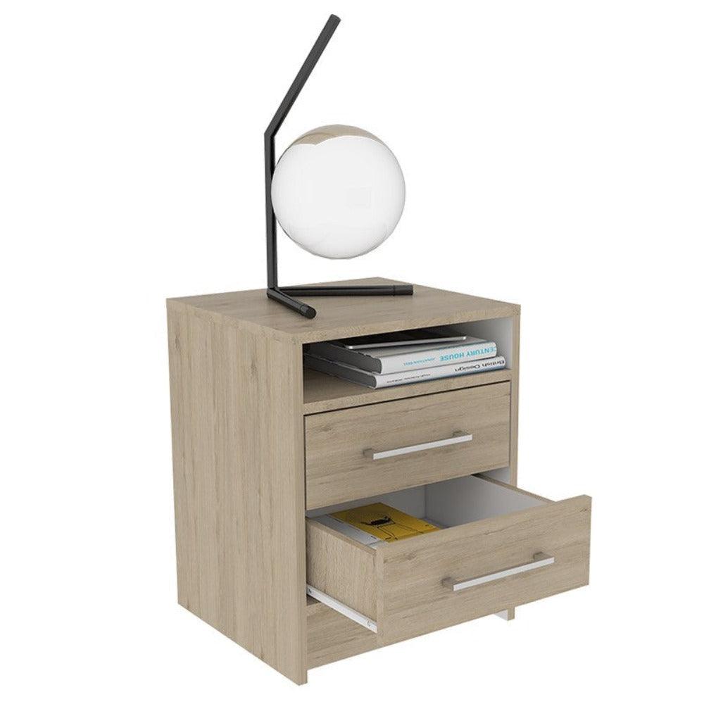 Mesa De Noche Alverna Rovere Y Blanco