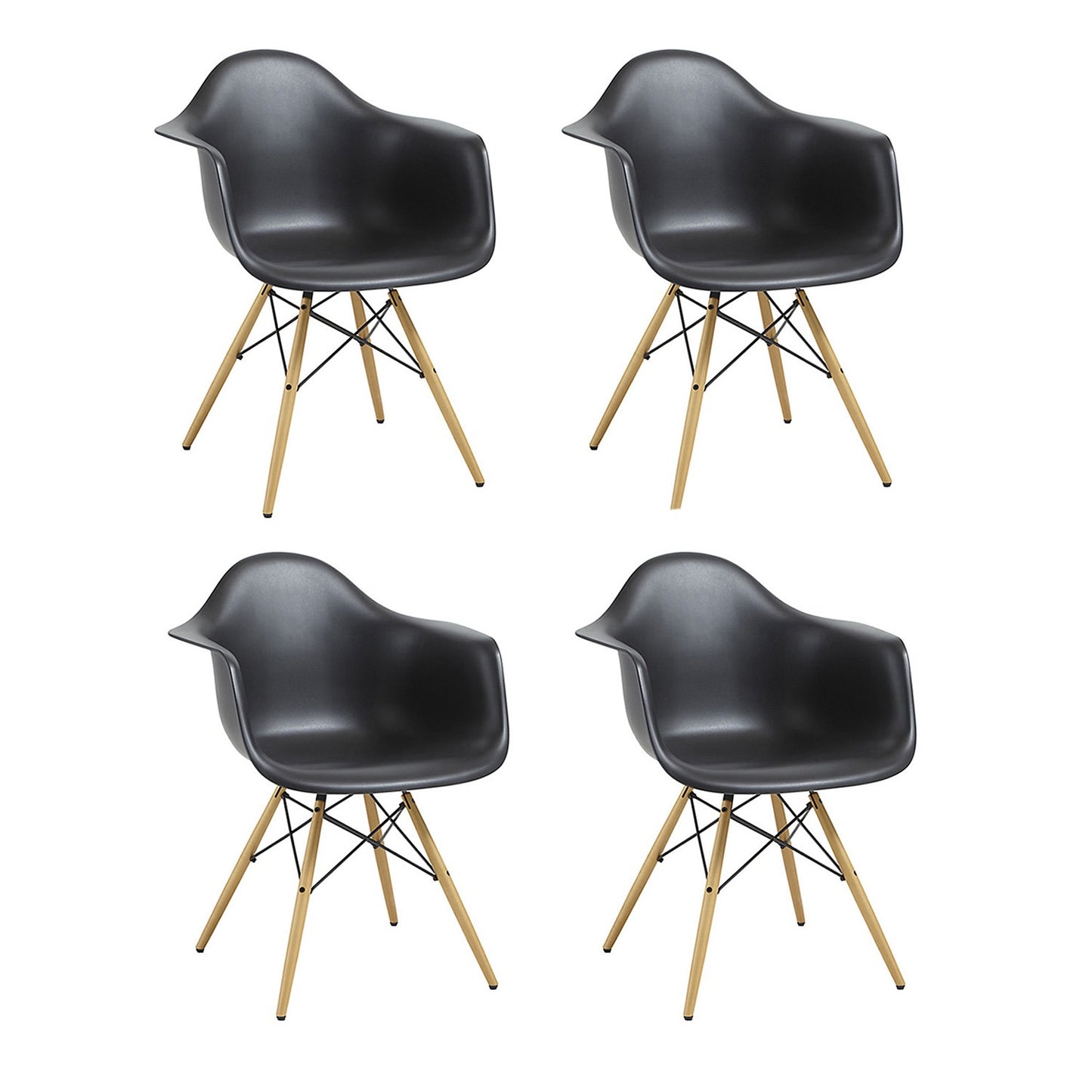 Set x4 Silla Eames Brazos Negro
