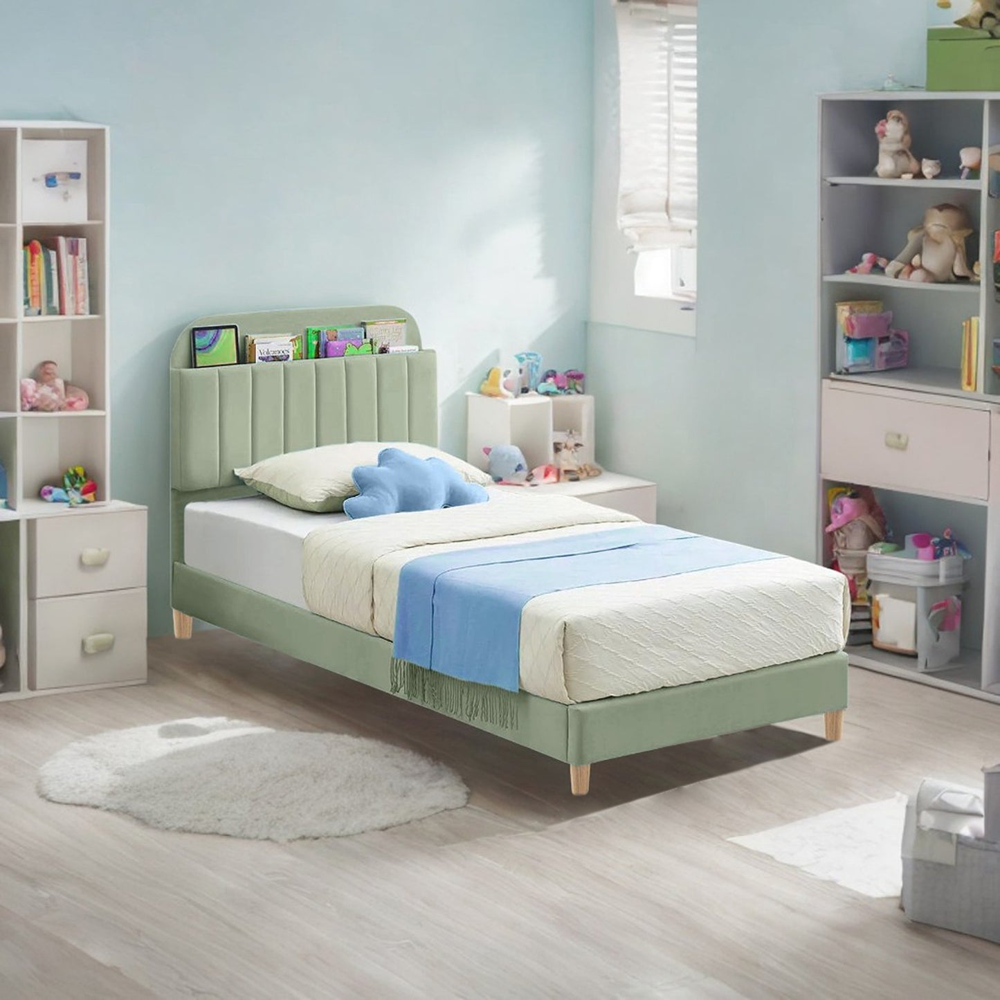 Base Cama con Espaldar Semidoble Infantil Fenix 120x190x115 verde