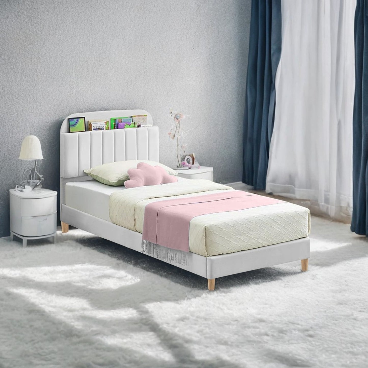 Base Cama con Espaldar Semidoble Infantil Fenix 120x190x115 blanco