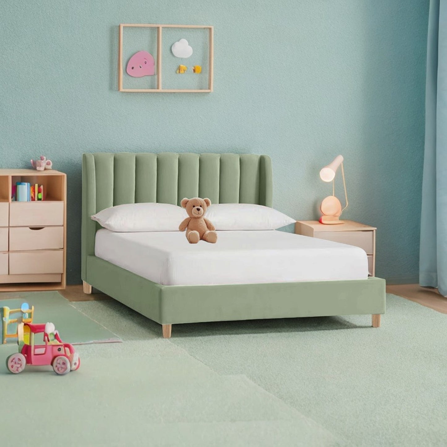 Base Cama con Espaldar Semidoble Infantil Bony 120x190x115 verde