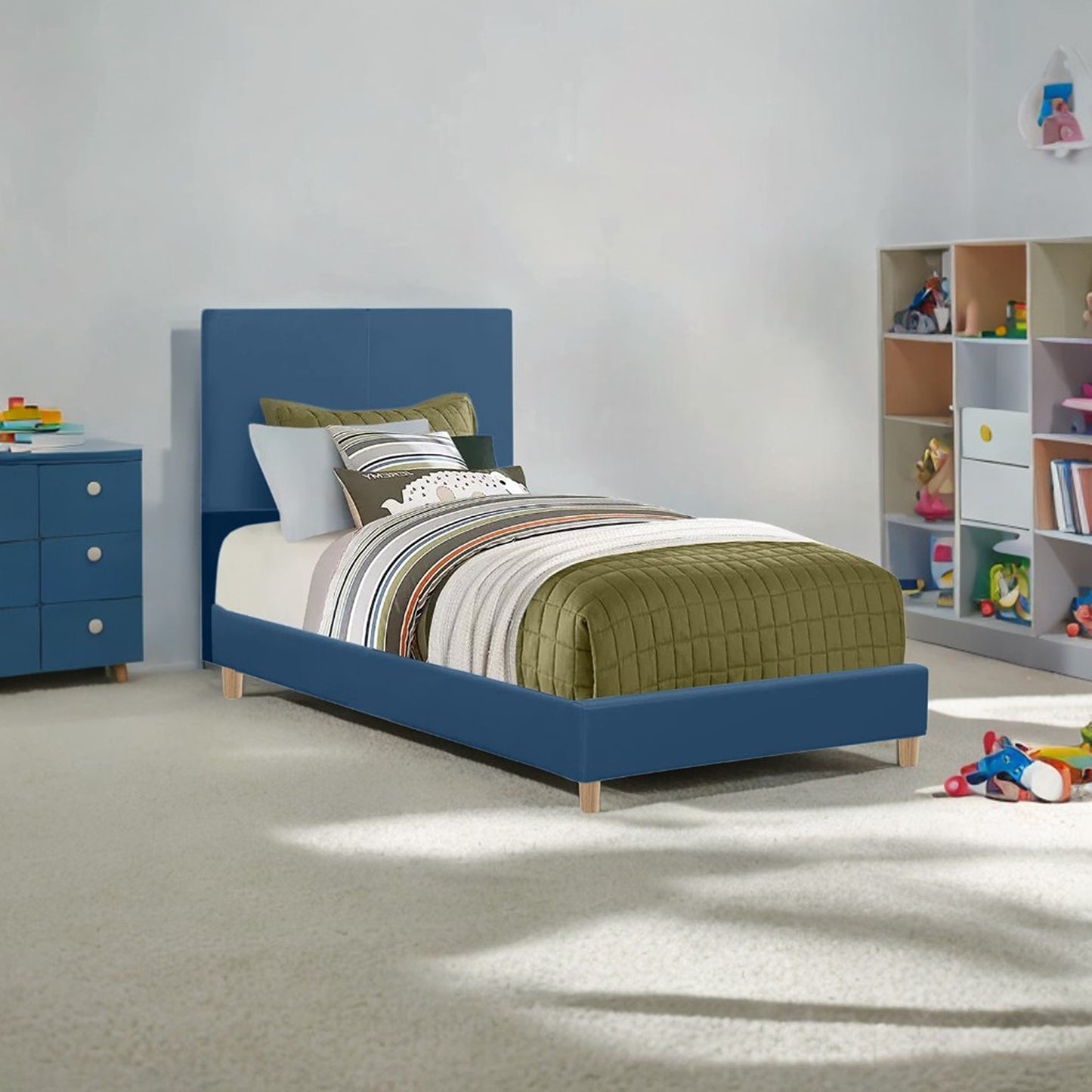 Base Cama con Espaldar Semidoble Infantil Nino 120x190x115 azul