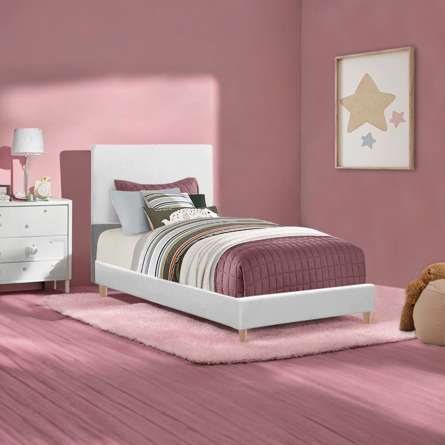 Base Cama con Espaldar Semidoble Infantil Nino 120x190x115 blanco