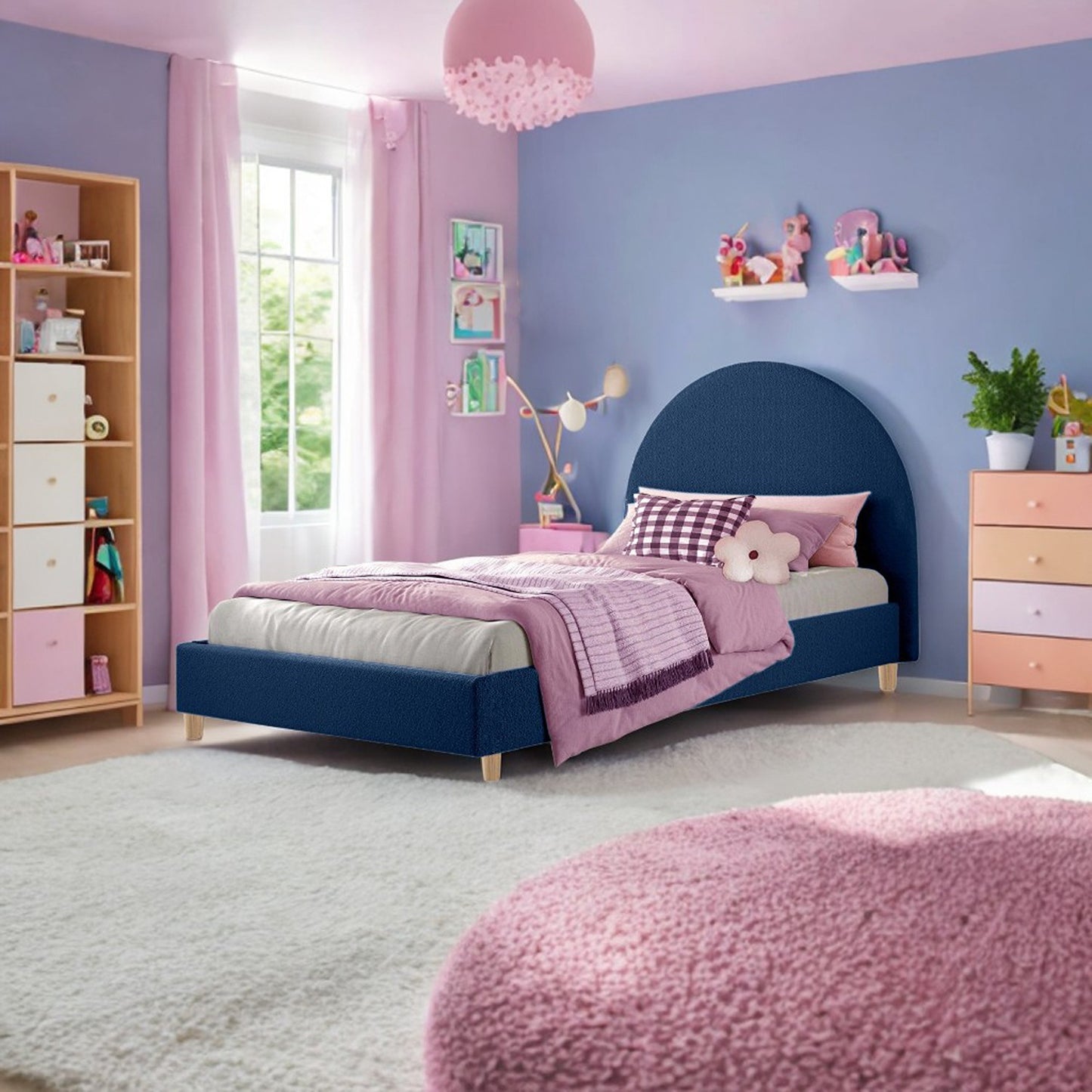 Base Cama con Espaldar Semidoble Infantil Mia azul