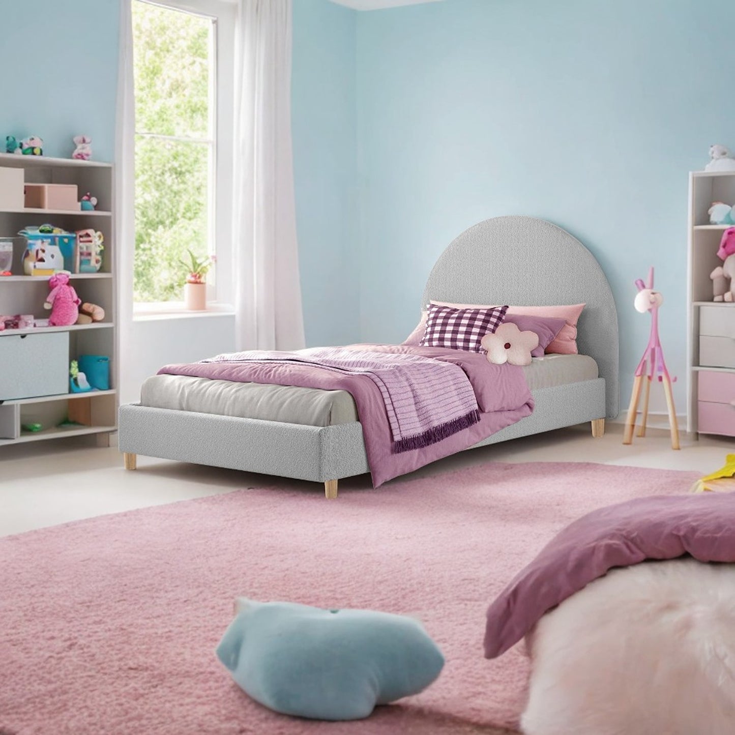 Base Cama con Espaldar Semidoble Infantil Mia gris