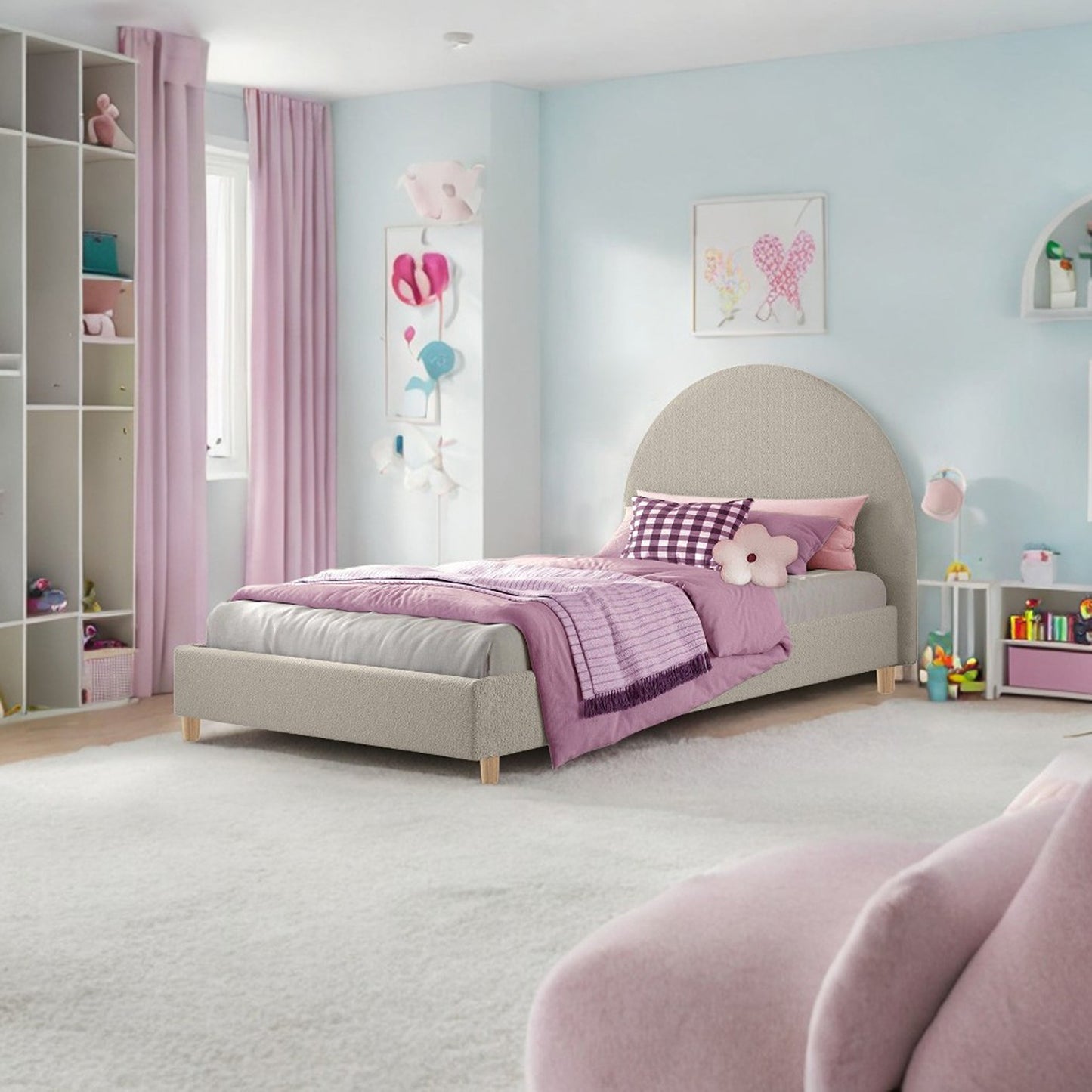 Base Cama con Espaldar Sencillo Infantil Mia taupe