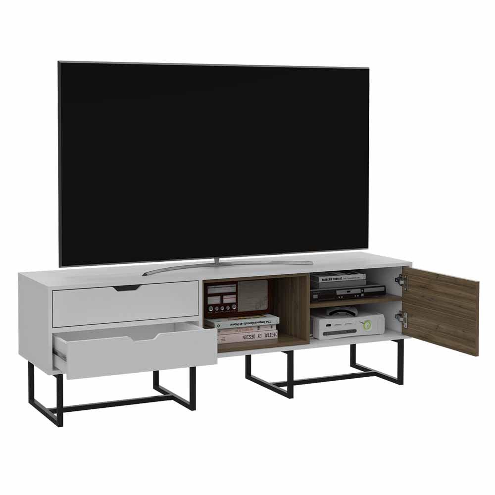 Mesa Para Tv Mirlo Blanco Y Castaño Para Televisor De Hasta 70 Pulgadas