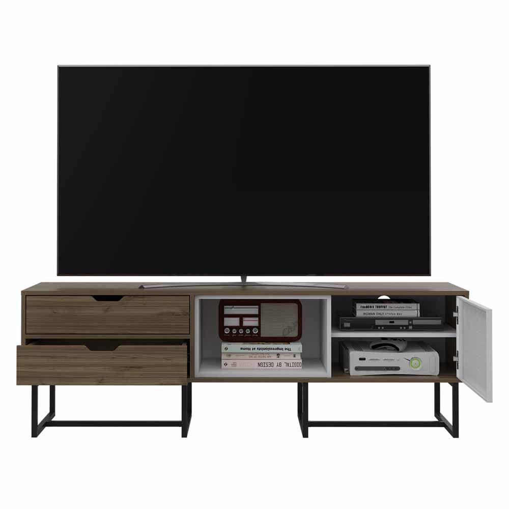 Mesa Para Tv Seblish Castaño Y Blanco Para Televisor De Hasta 70 Pulgadas