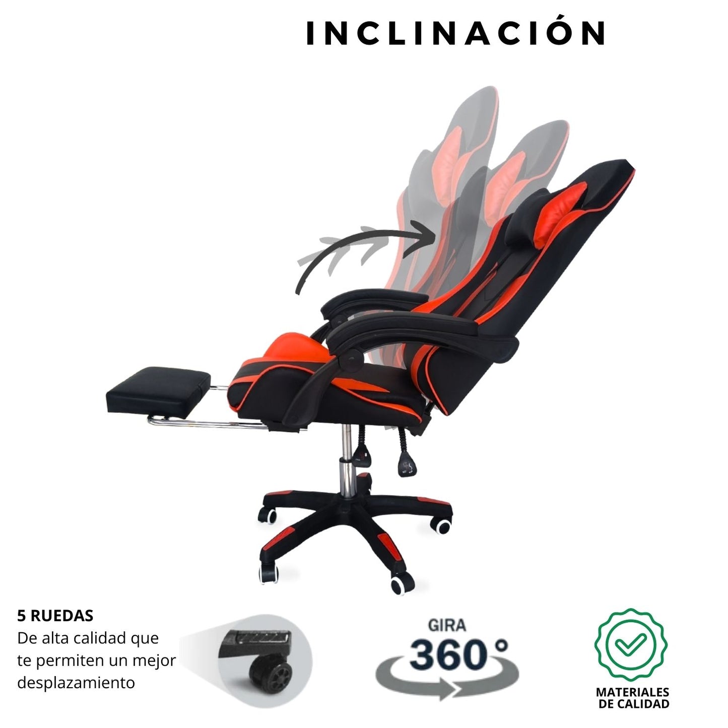 Silla Gamer Ergonomica Reclinable Kairo Rojo