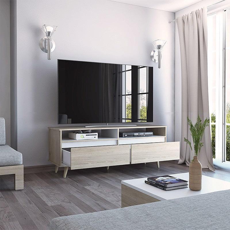 Mesa Para Tv Thurma Rovere Y Blanco Para Televisor De 65 Pulgadas