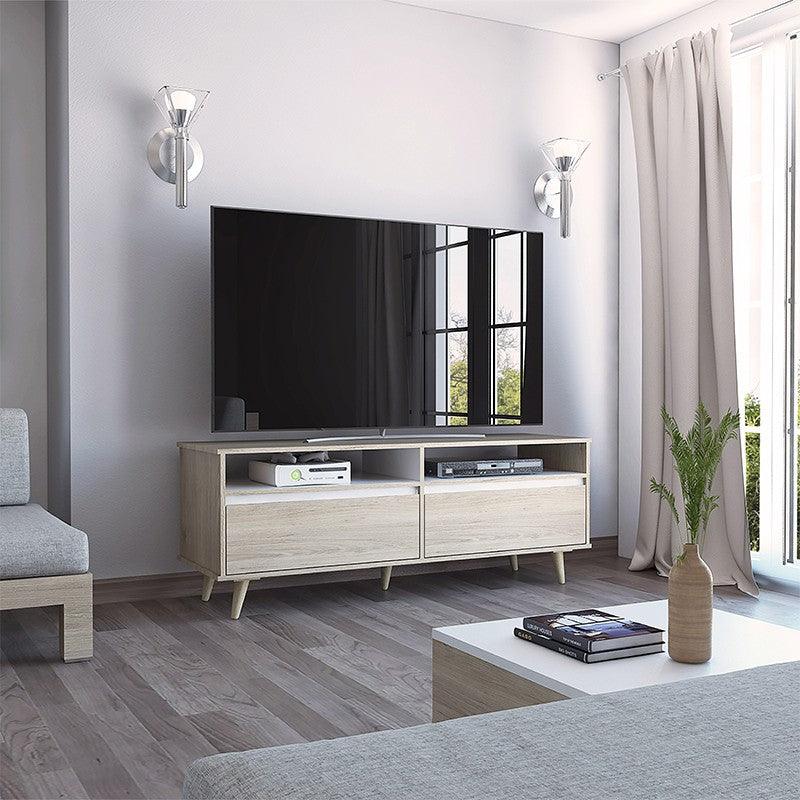 Mesa Para Tv Thurma Rovere Y Blanco Para Televisor De 65 Pulgadas