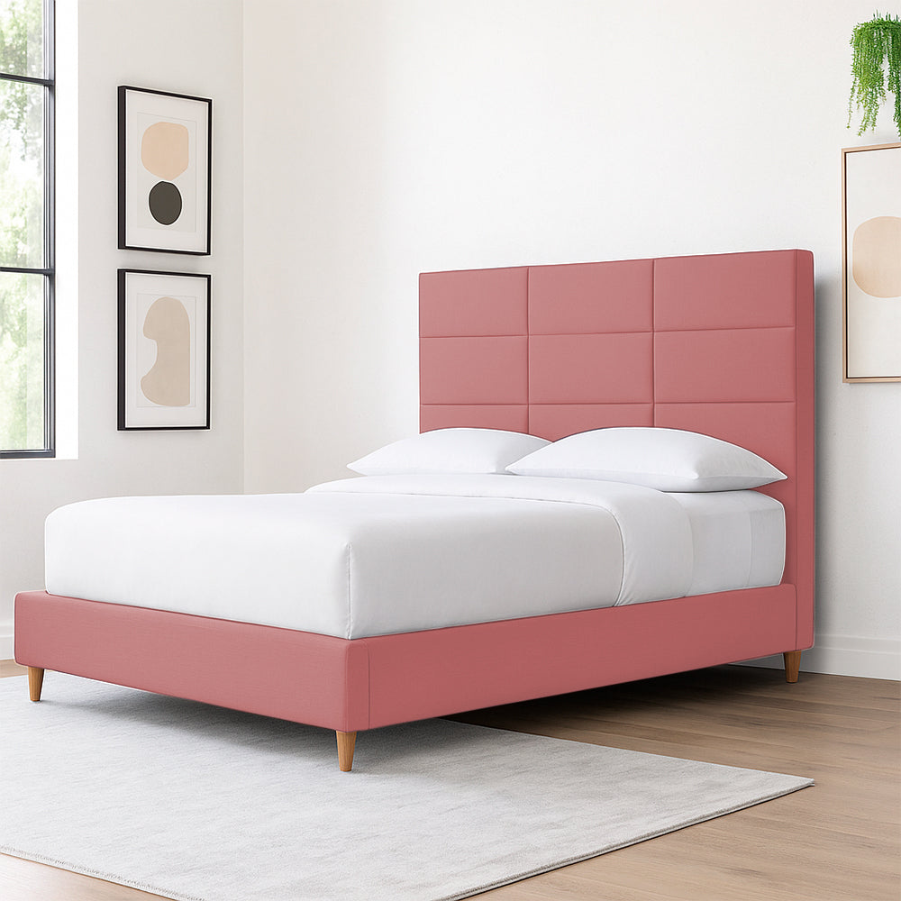 Base Cama Con Espaldar Doble Delhi Salmon