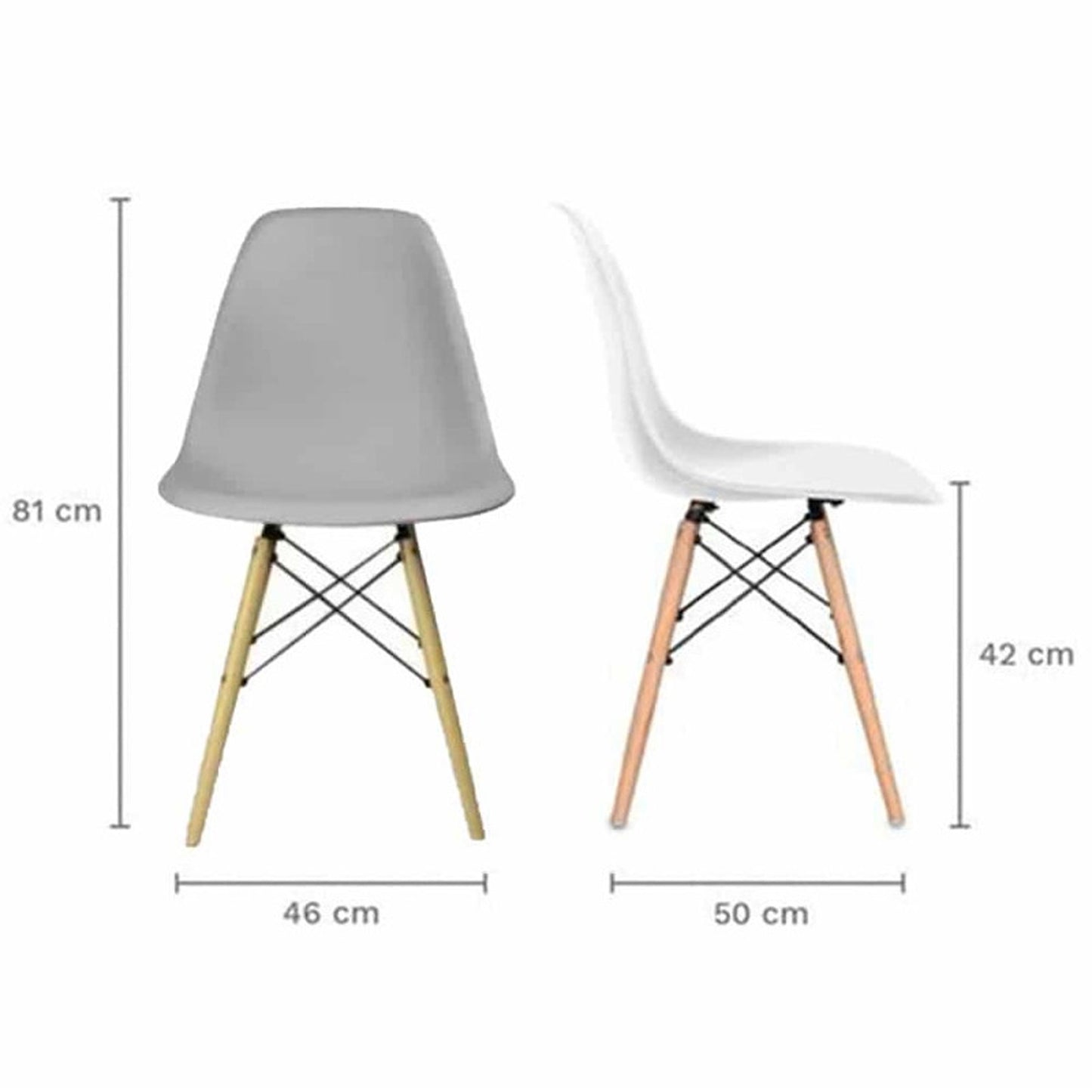 Juego de Comedor Premium Haby con 4 Sillas Eames grises