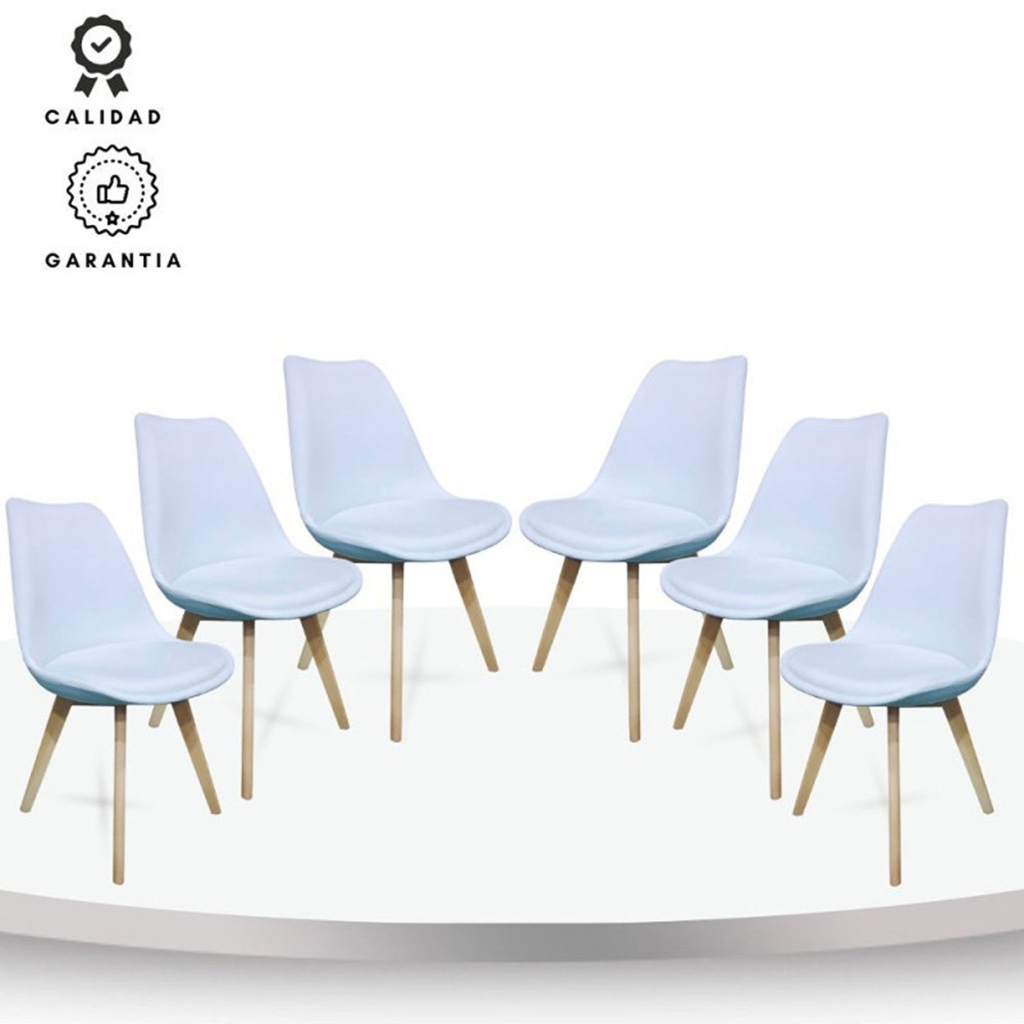 Set x6 Silla Tapizada Milano Premium Blanco