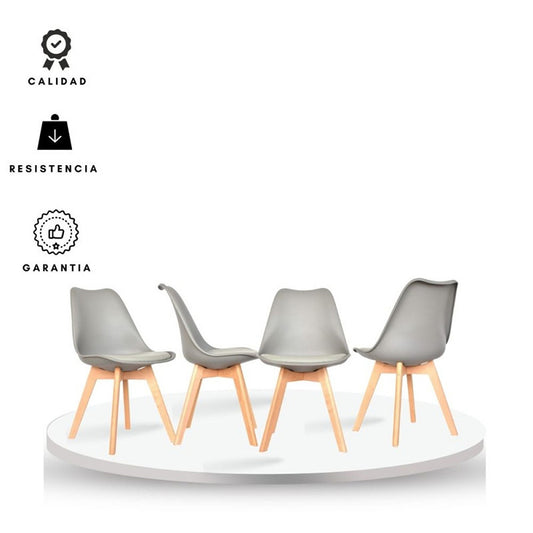 Set x4 Silla Tapizada Milano Gris