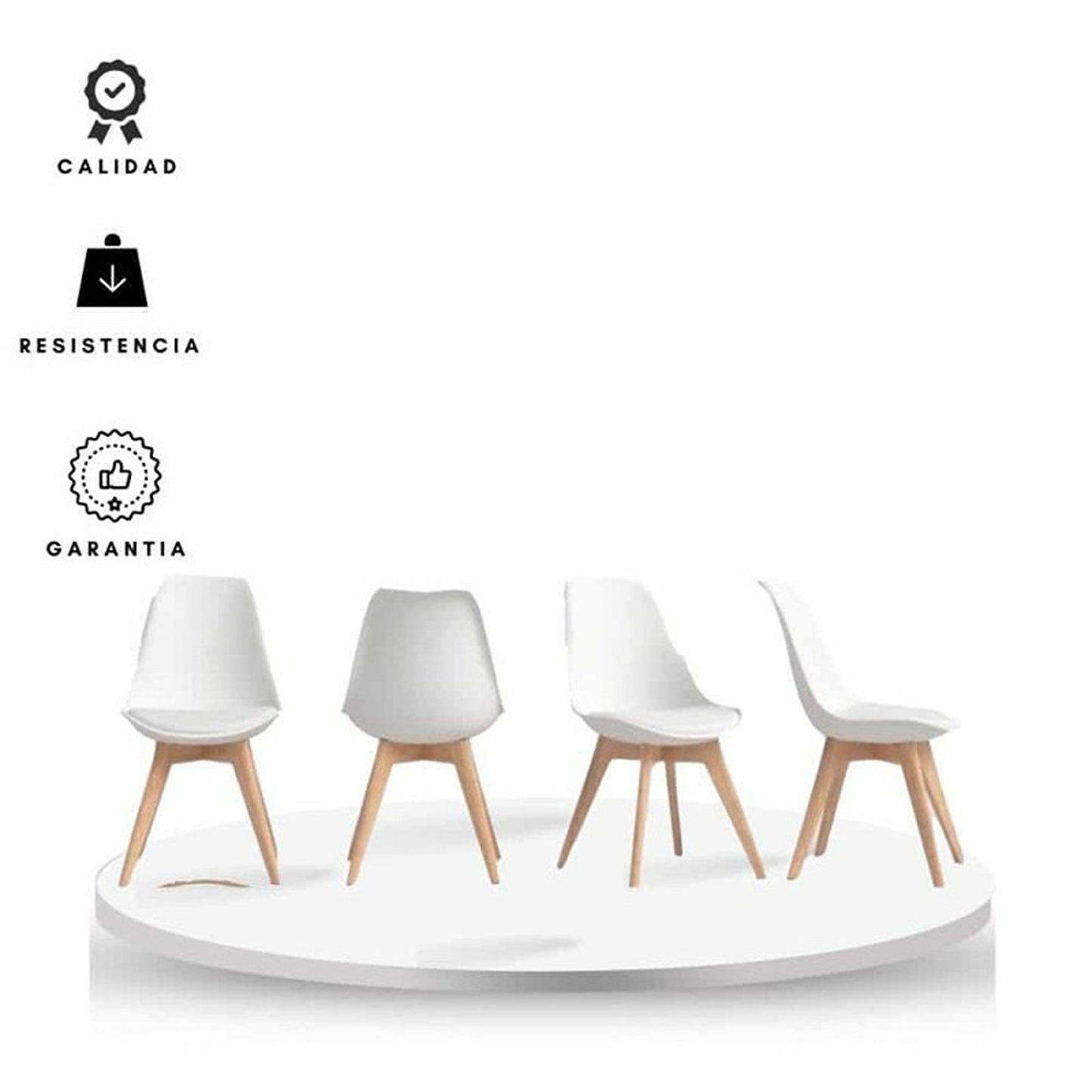 Set x4 Silla Tapizada Milano Blanco