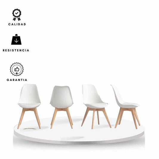 Set x4 Silla Tapizada Milano Blanco