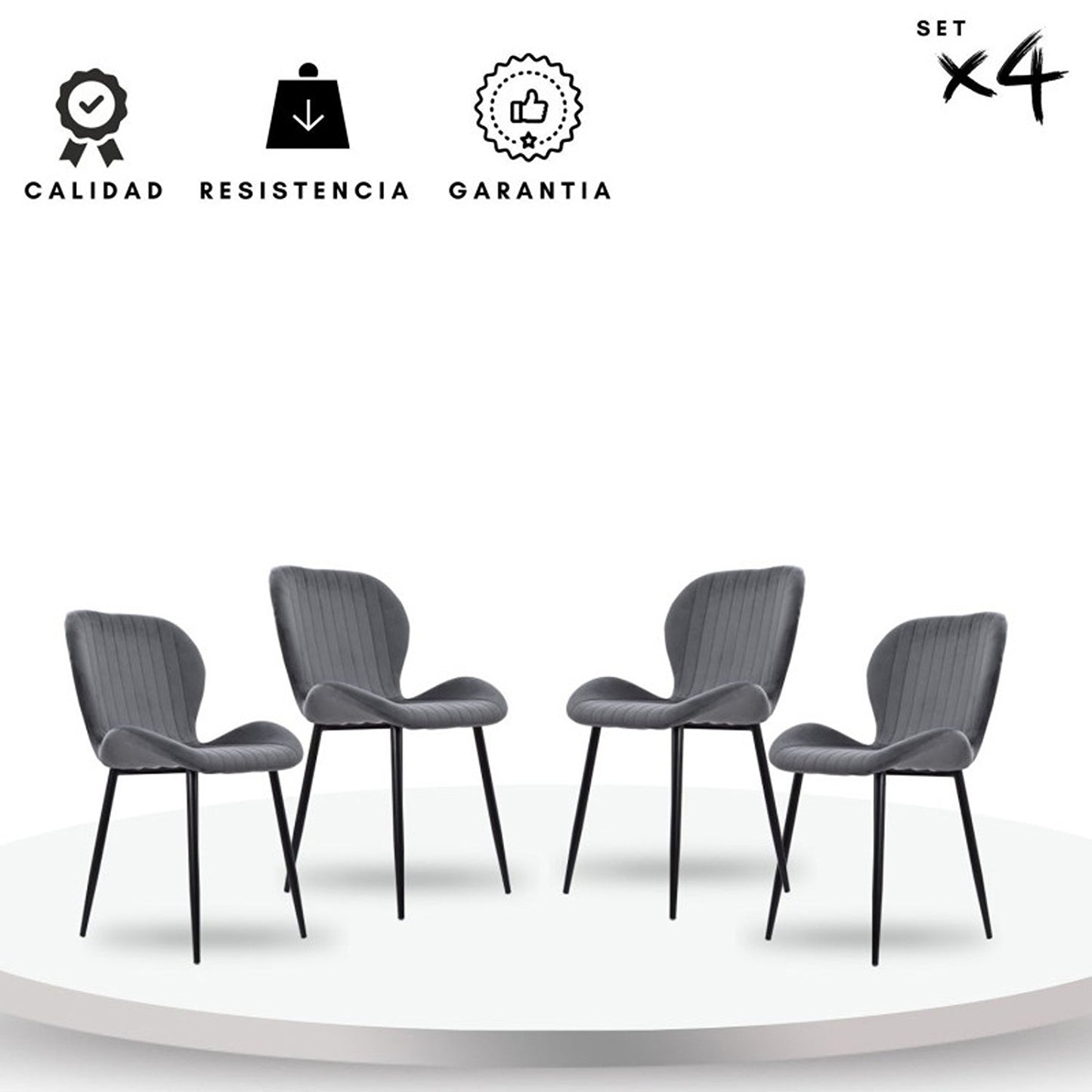Set x4 Silla Bella Gris