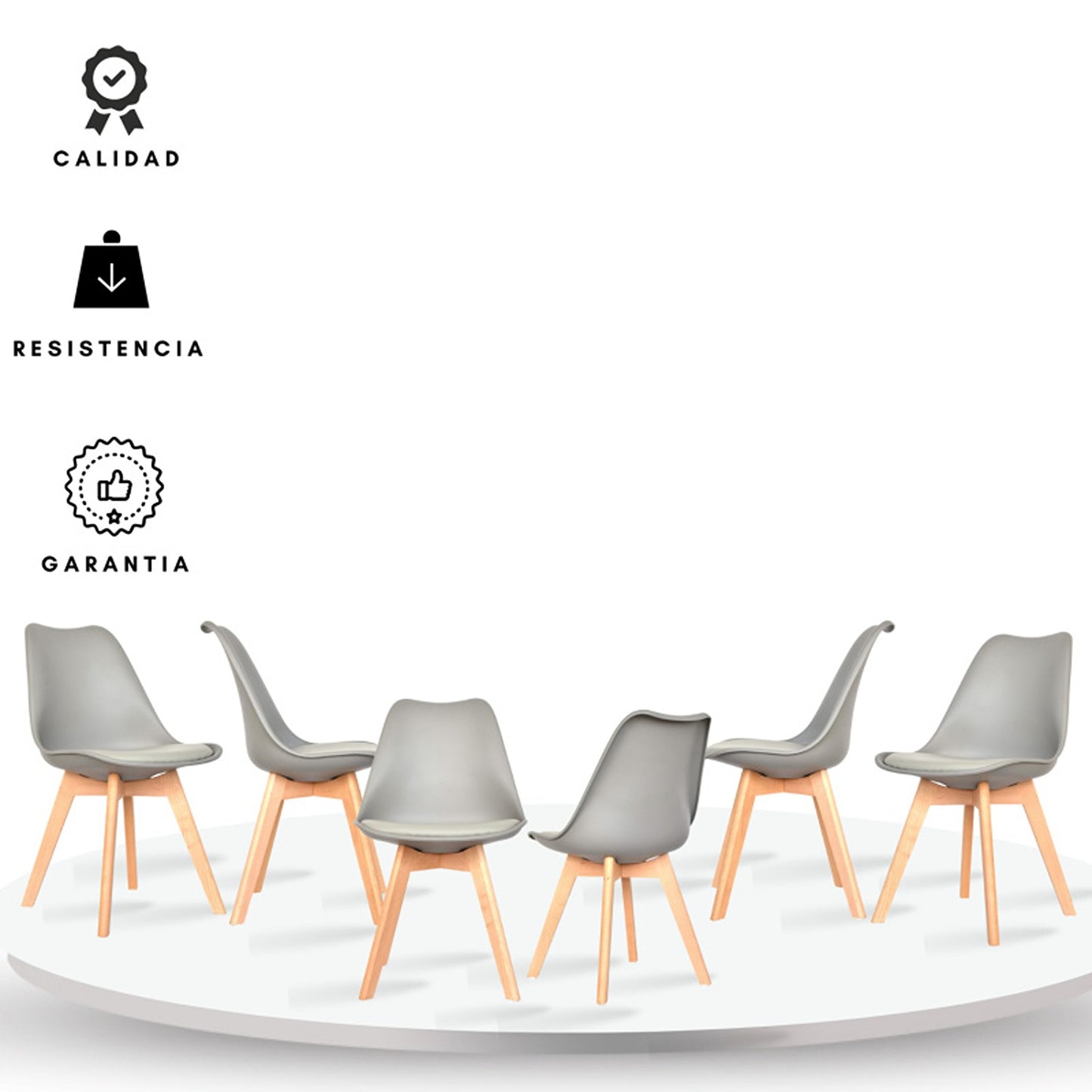Set x6 Silla Tapizada Milano Gris