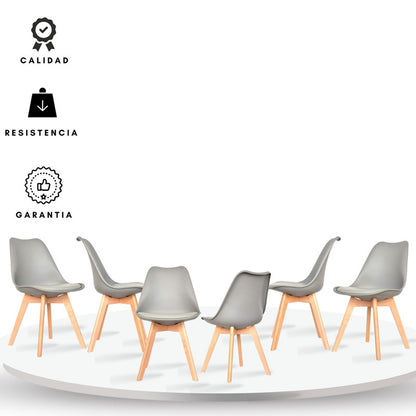 Set x6 Silla Tapizada Milano Gris