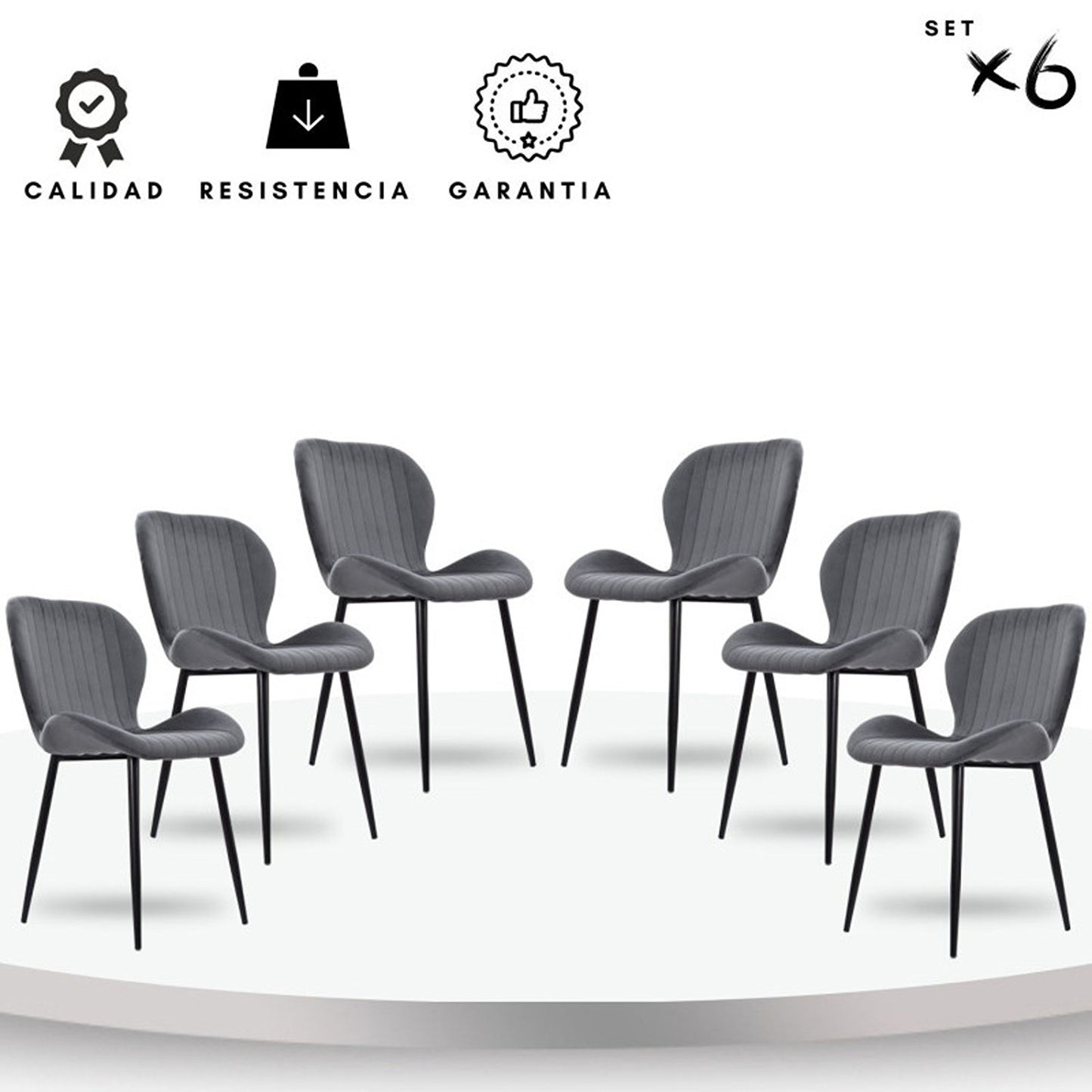 Set x6 Silla Bella Gris