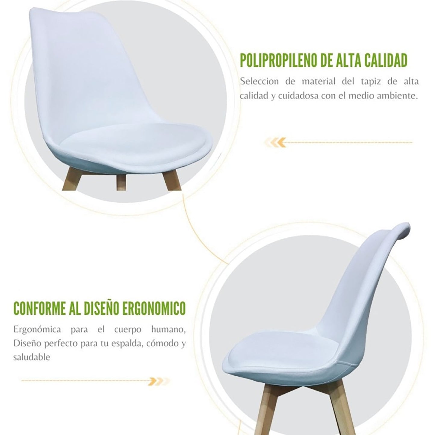 Set x4 Silla Tapizada Milano Premium Blanco