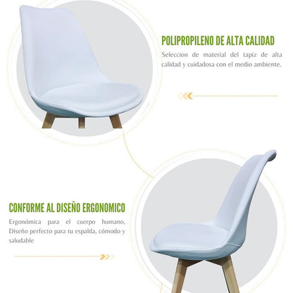 Set x4 Silla Tapizada Milano Premium Blanco