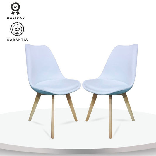 Set x2 Silla Tapizada Milano Premium Blanco