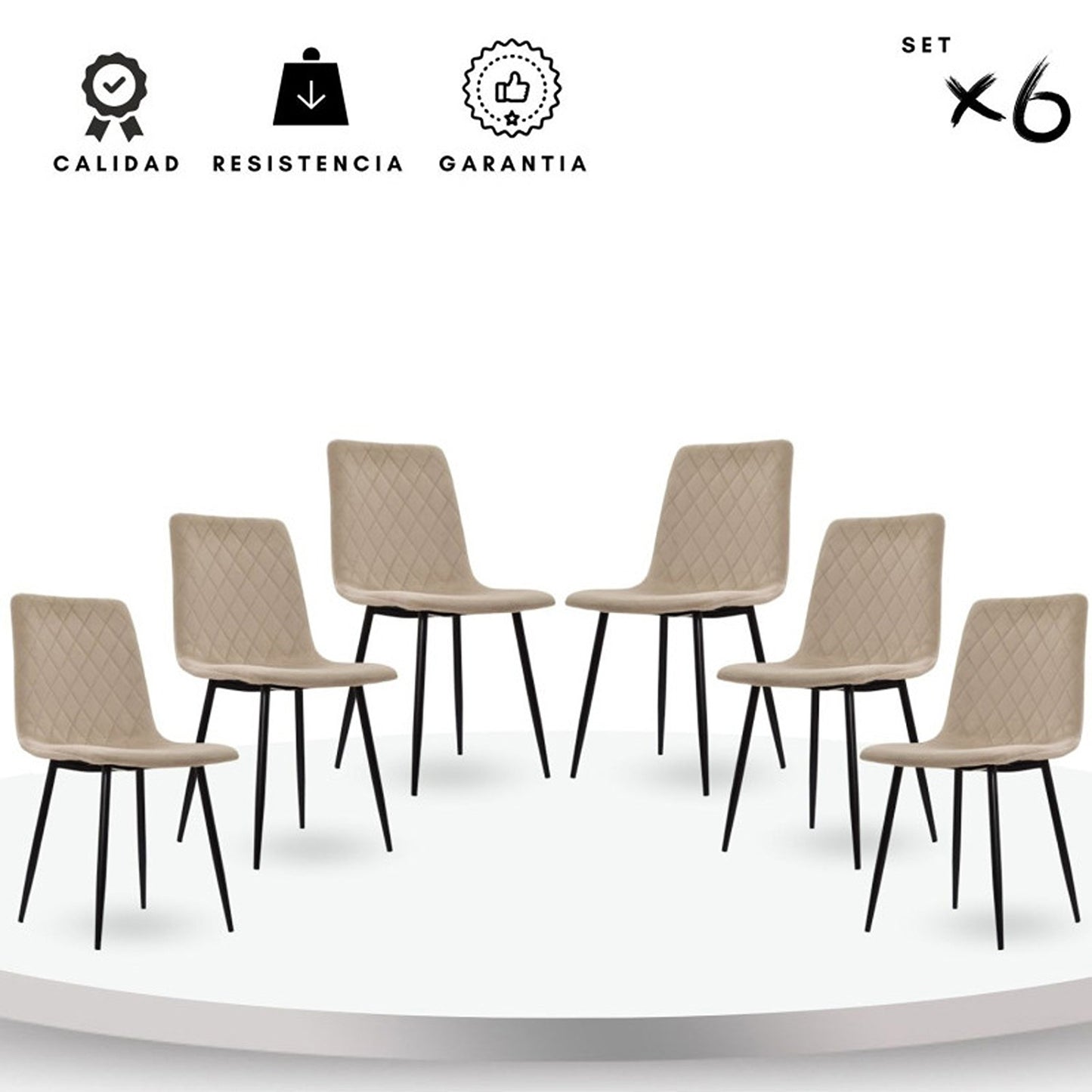 Set x6 Silla Tapizada Best Arena