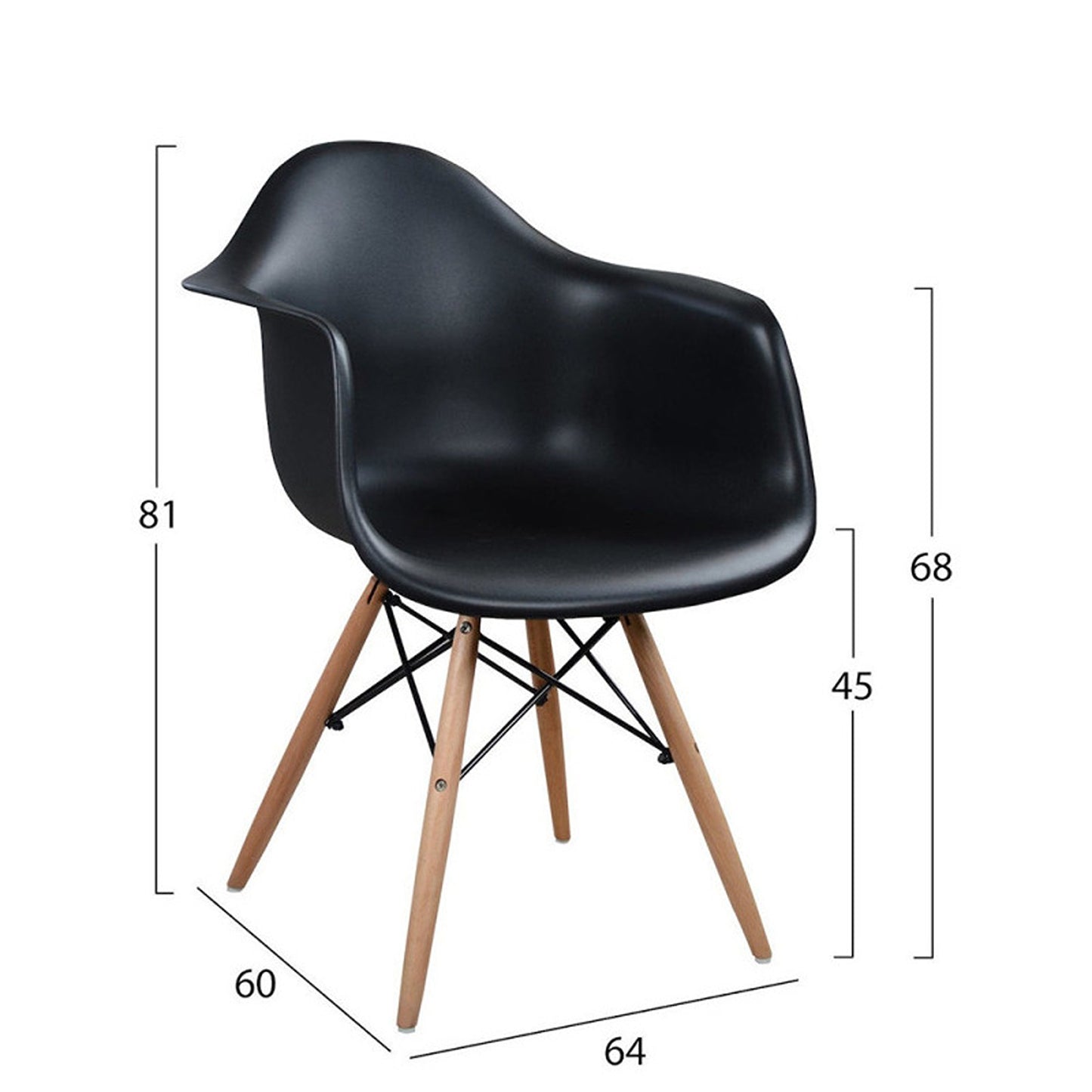 Set x4  Silla Eames Brazos Negro