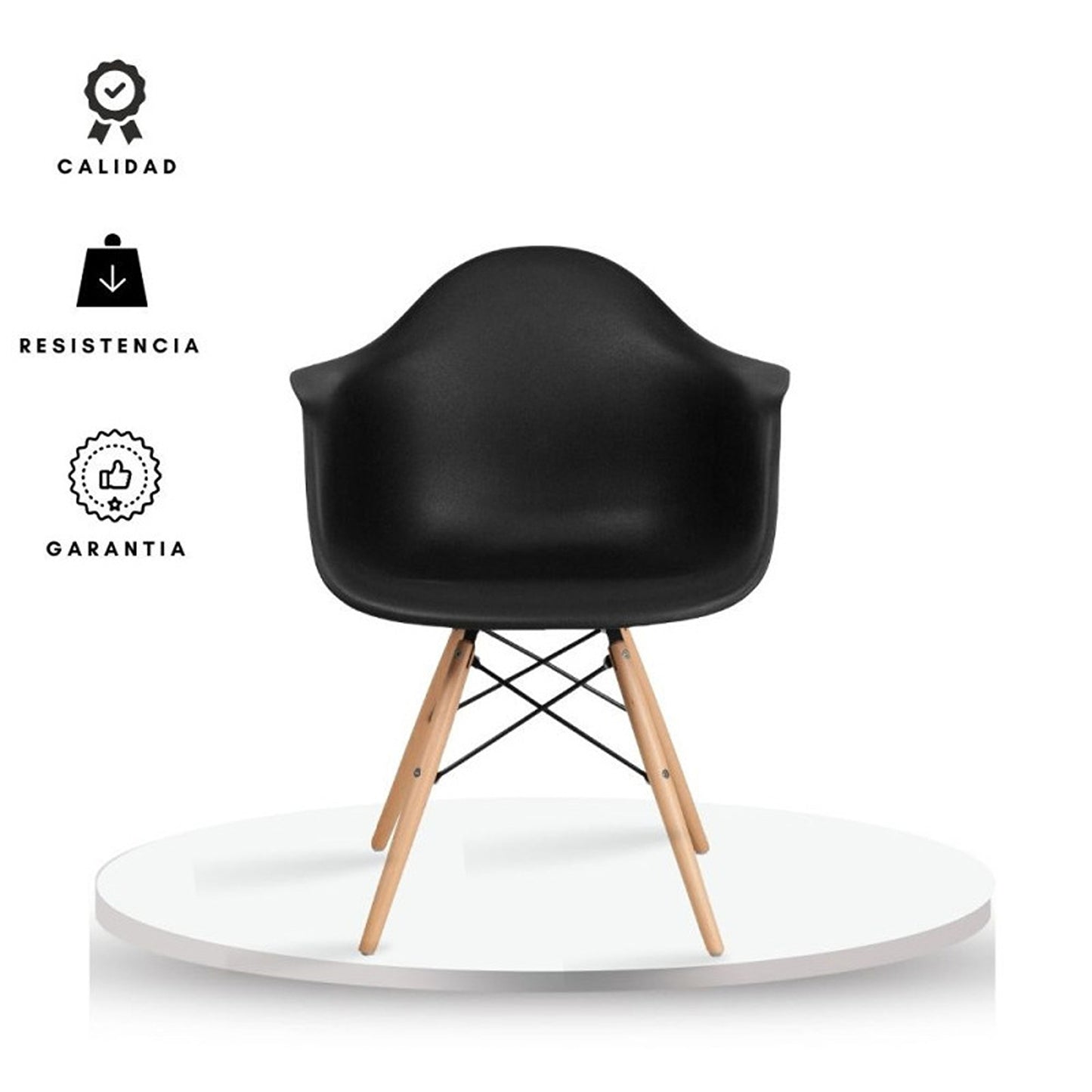 Set x4  Silla Eames Brazos Negro