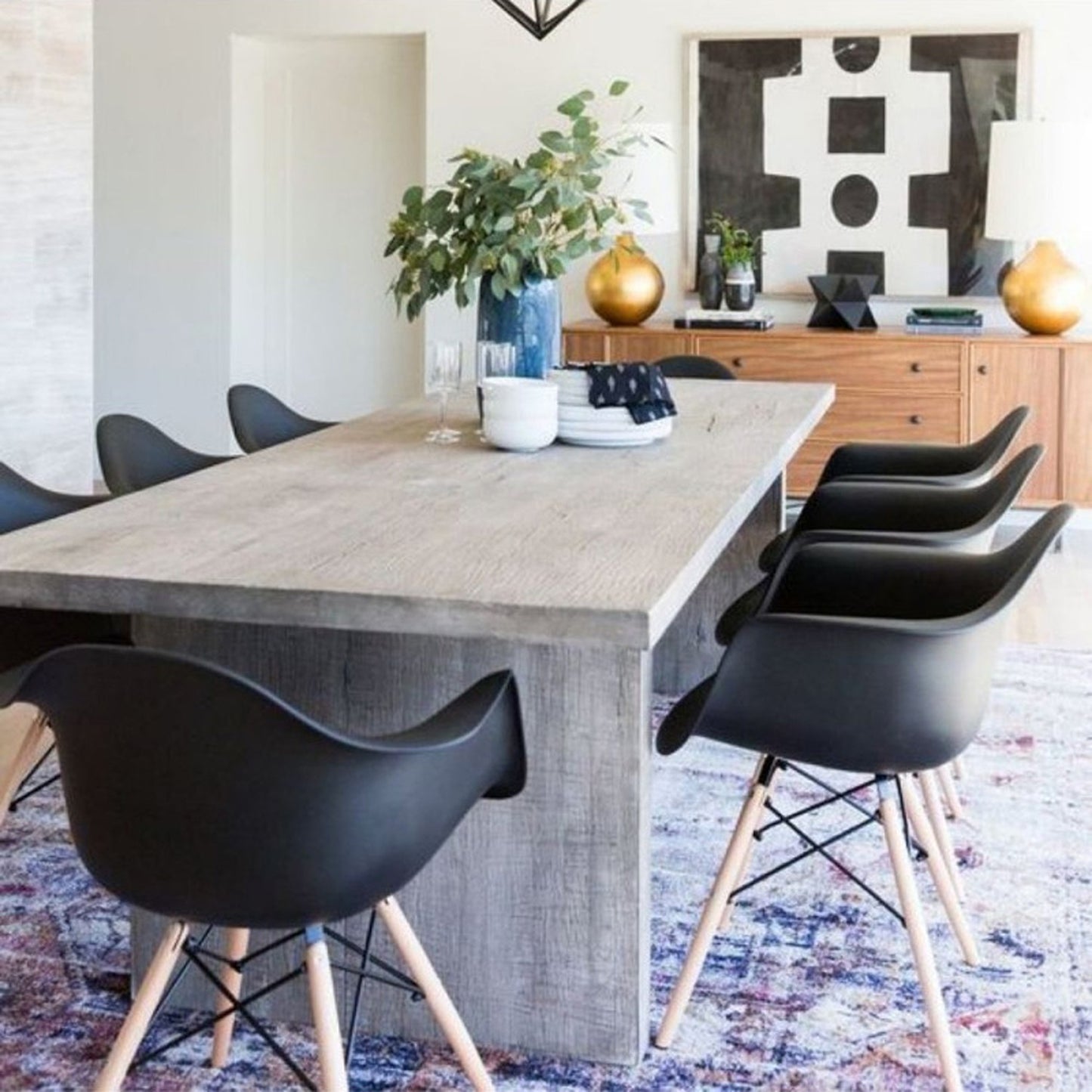 Set x2 Silla Eames Brazos Negro