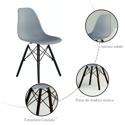 Silla Eames Patas Negra Gris