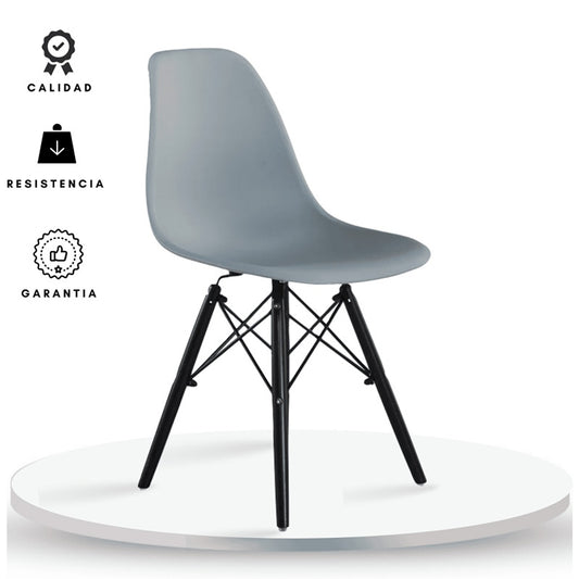 Silla Eames Patas Negra Gris