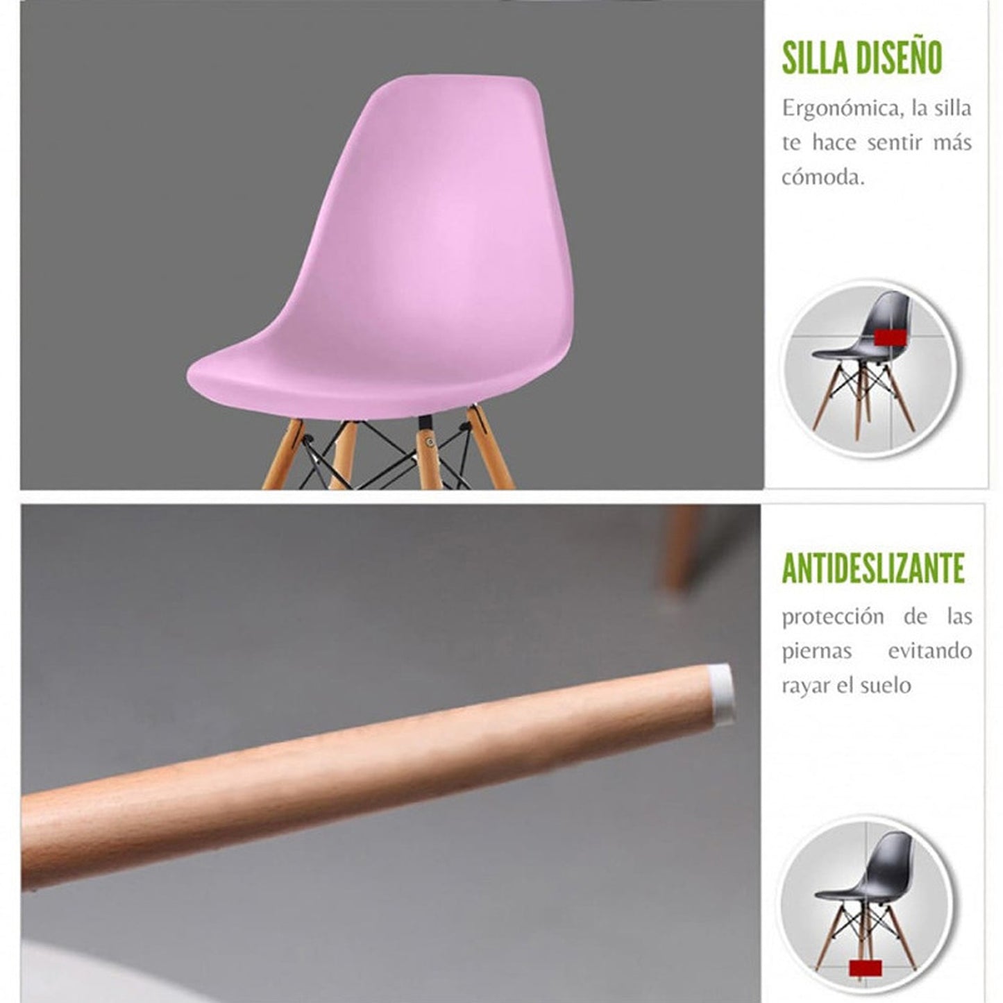 Set x2 Silla Eames Rosado