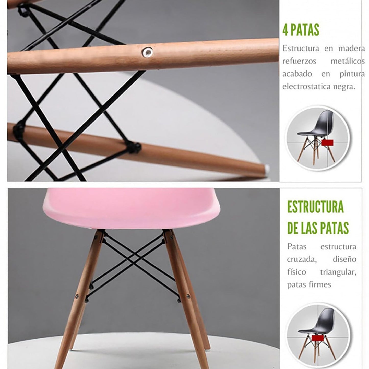 Set x2 Silla Eames Rosado
