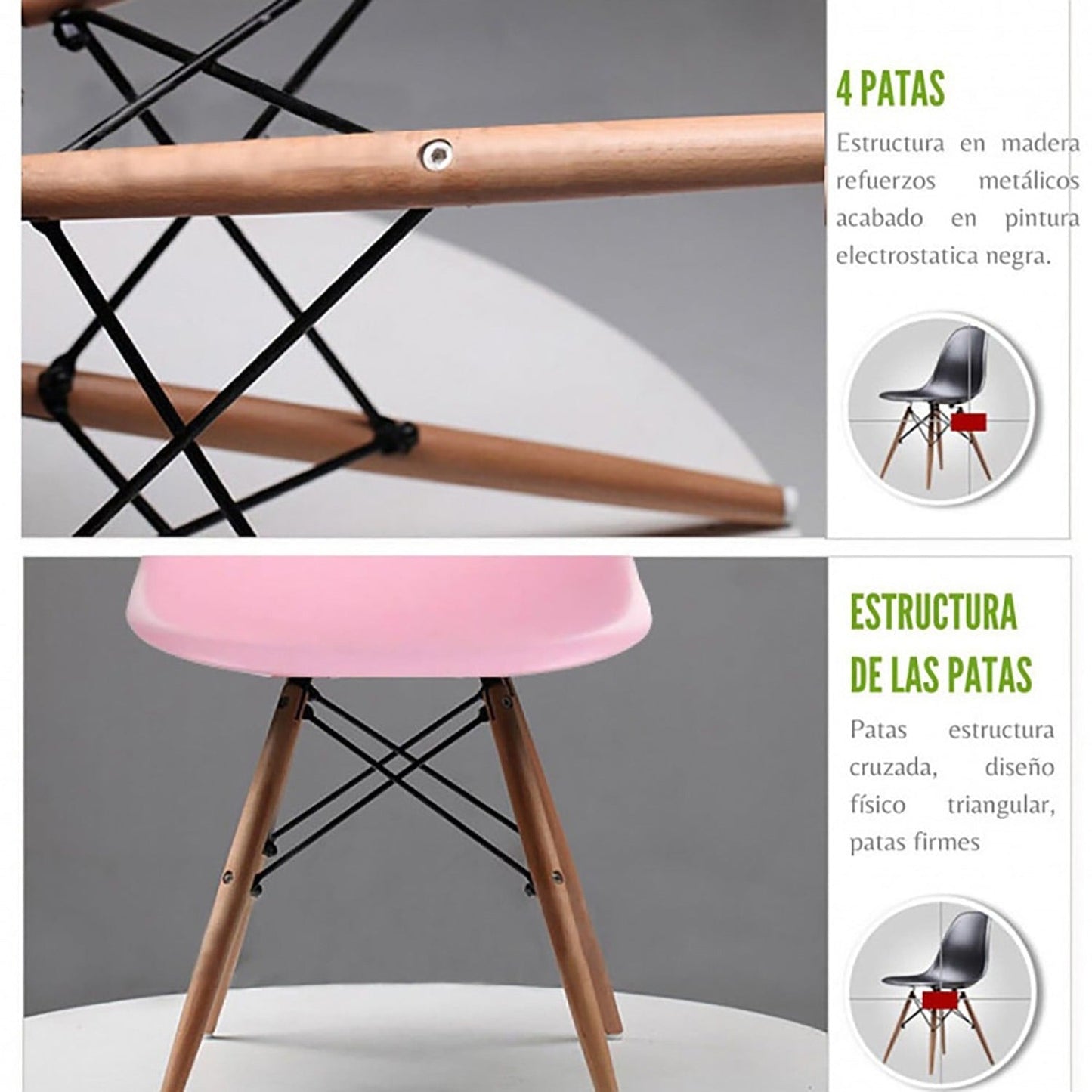 Set x6 Silla Eames Rosado