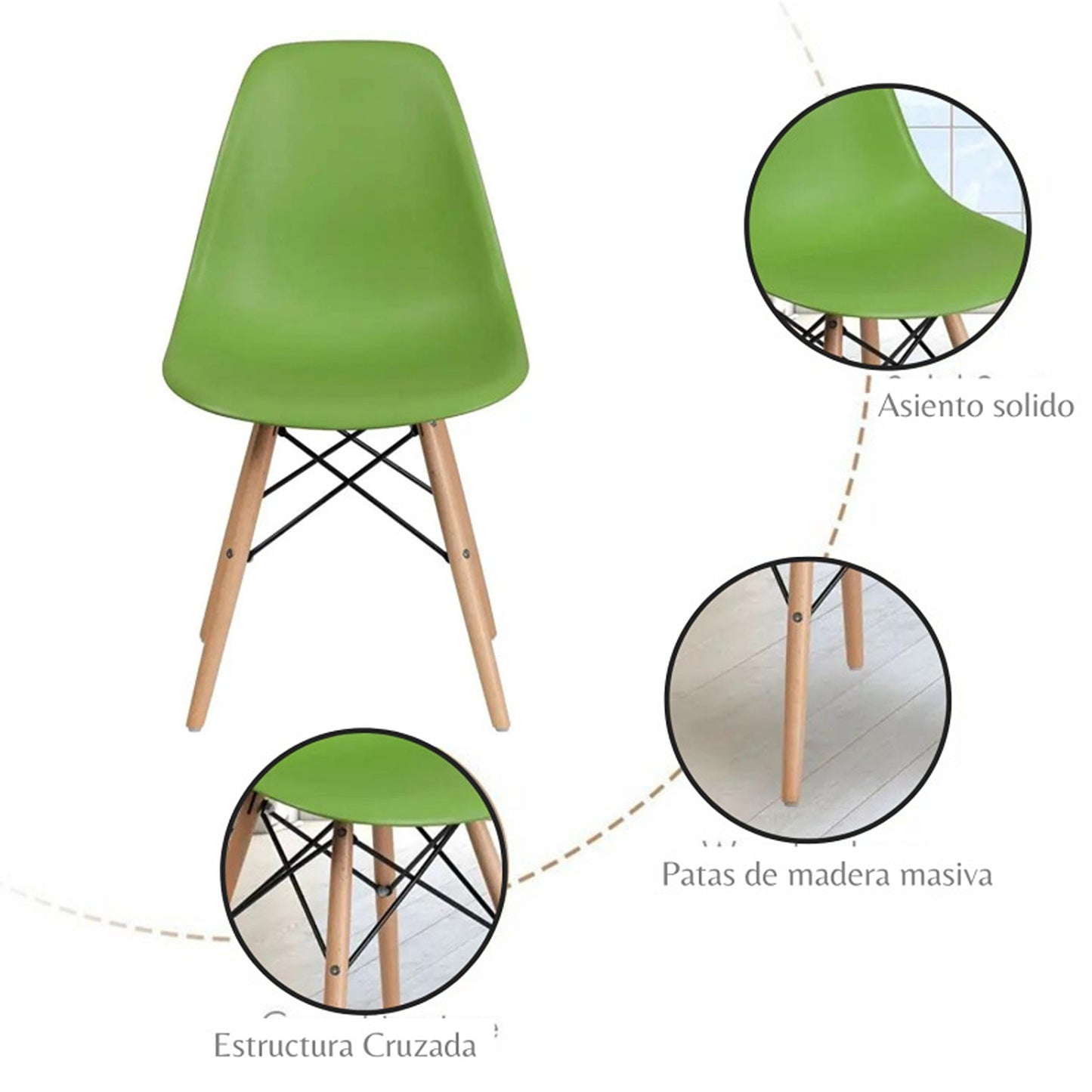 Set x4 Silla Eames Verde