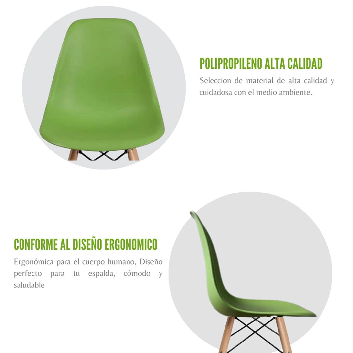 Set x6 Silla Eames Verde
